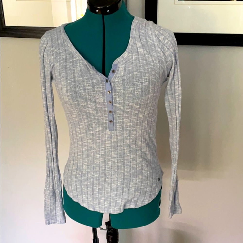 Abercrombie & Fitch ribbed long sleeve shirt, blue